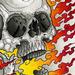 Tattoos - Flaming Skull Watercolor - 74174